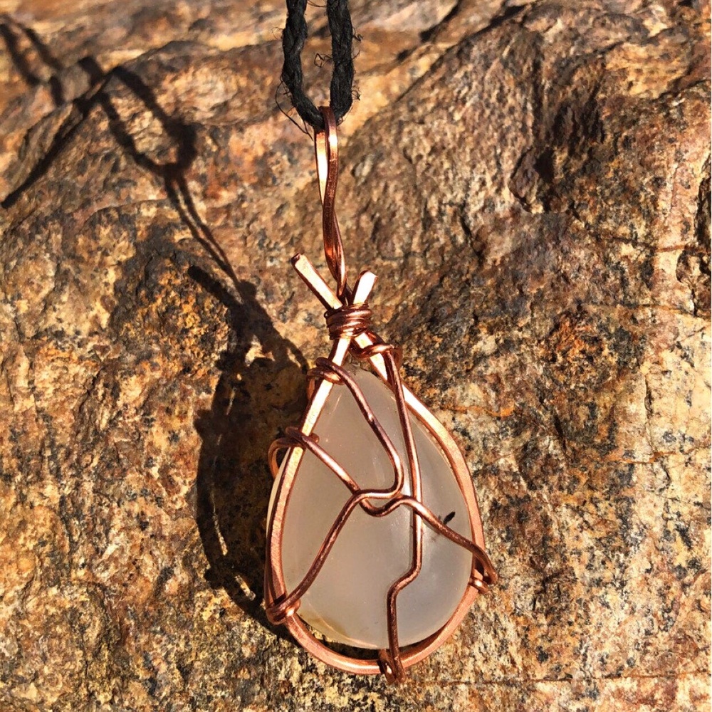 Tourmalinated Quartz Pendant w/ Hemp Necklace